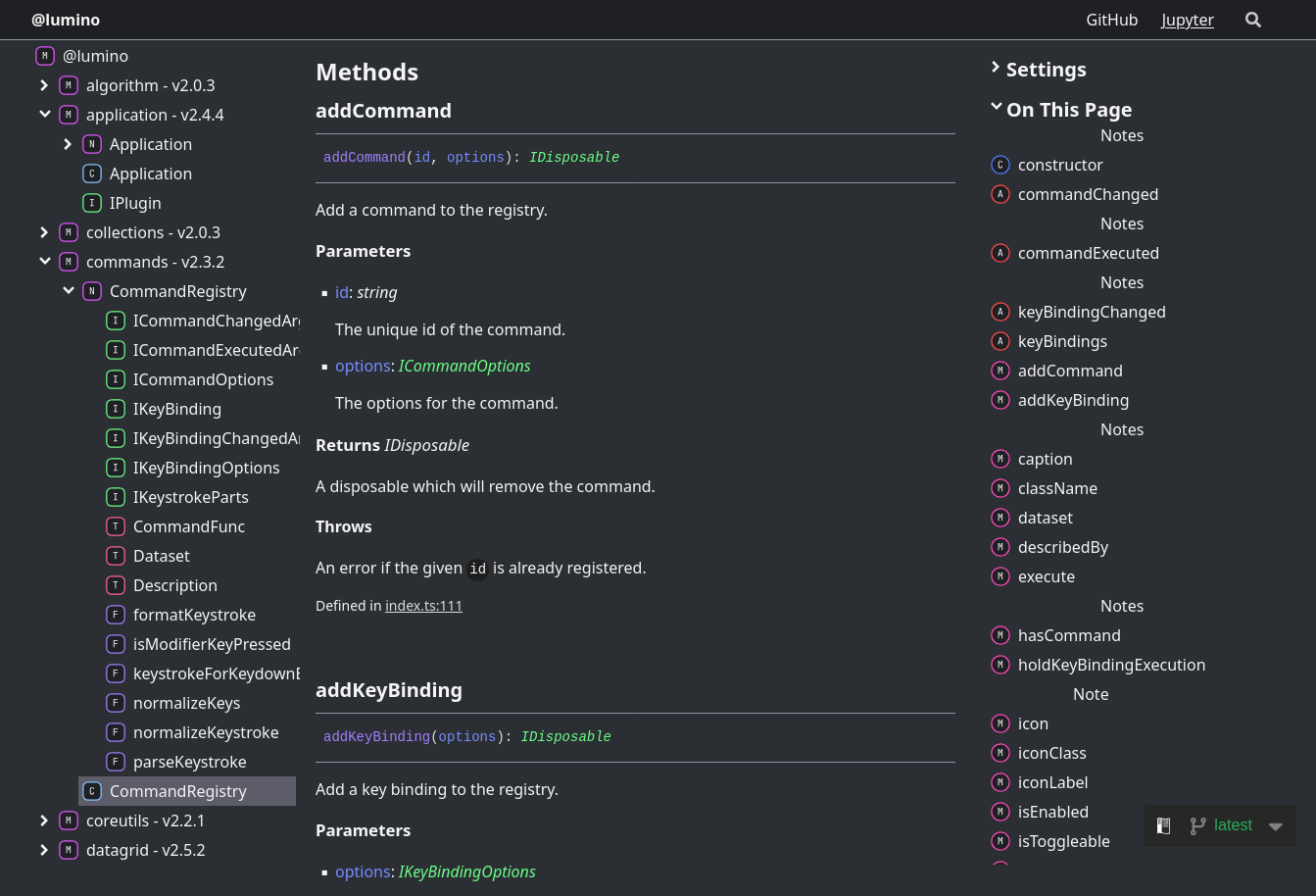 Screenshot showing the addCommand method of the CommandRegistry class.